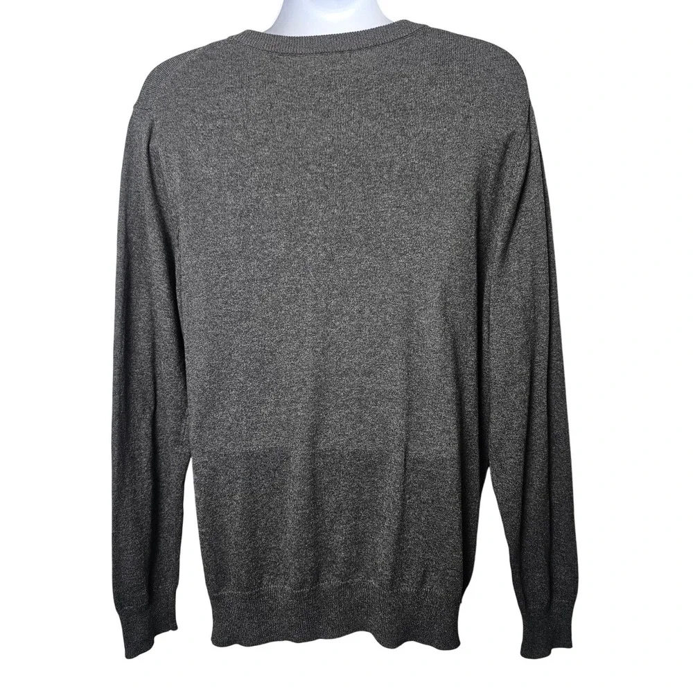 George Mens Cotton Cashmere V-Neck Sweater L Charcoal Grey Classic Minimalist